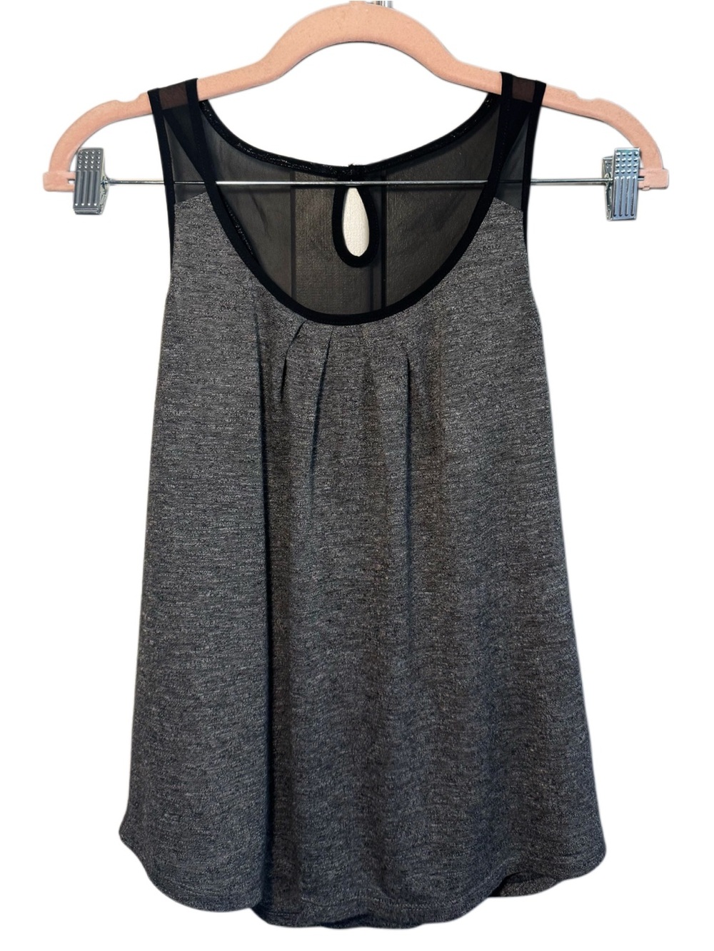 Express Gray Tank with Sheer Black Yoke